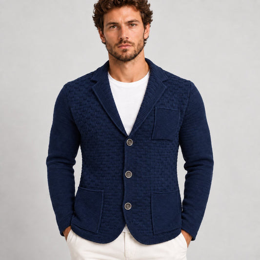 MEN'S KNITWEAR CARDIGAN JACKET WOOL MIX SLIM JACKET 100% MADE IN ITALY
