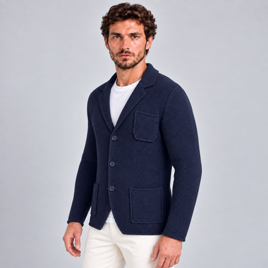 GIACCA UOMO COTONE BLAZER CARDIGAN LAVORATO A MAGLIA SLIM FIT