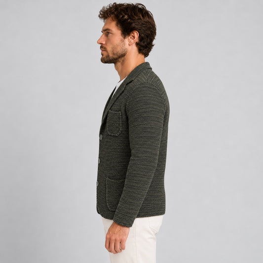 MEN'S KNITTED CARDIGAN SLIM WOOL MIXED JACKET 100% MADE IN ITALY