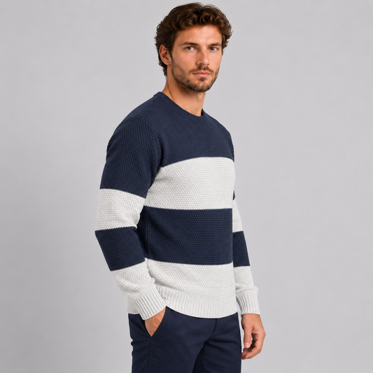 MAGLIA UOMO MAGLIONCINO MANICA LUNGA GIROCOLLO MOTIVO LINKS 100% MADE IN ITALY