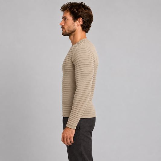 MEN'S COTTON LONG SLEEVE CREW NECK T-SHIRT KNITWEAR T-SHIRT WITH ITALY RELIEF 100% Made in Italy