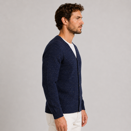 GIACCA UOMO CARDIGAN SARTORIALE LANA CON SCOLLO A V 100% MADE IN ITALY