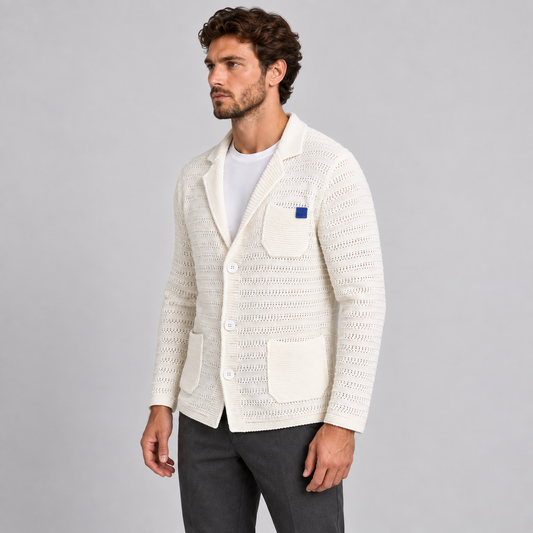 CARDIGAN UOMO COTONE GIACCA LINKS LAVORATA A MAGLIA MAGLIERIA MADE IN ITALY