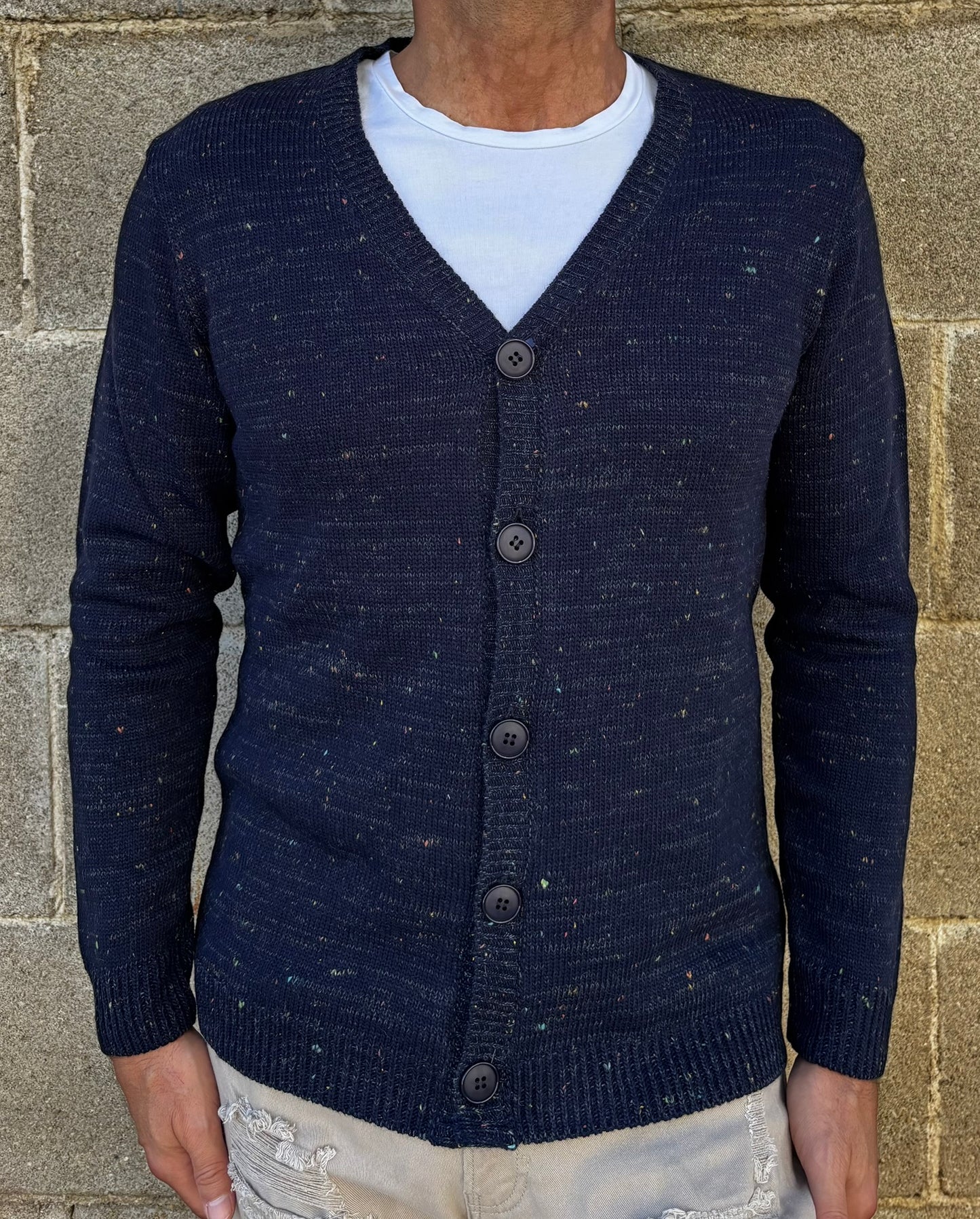 GIACCA UOMO CARDIGAN SARTORIALE LANA CON SCOLLO A V 100% MADE IN ITALY