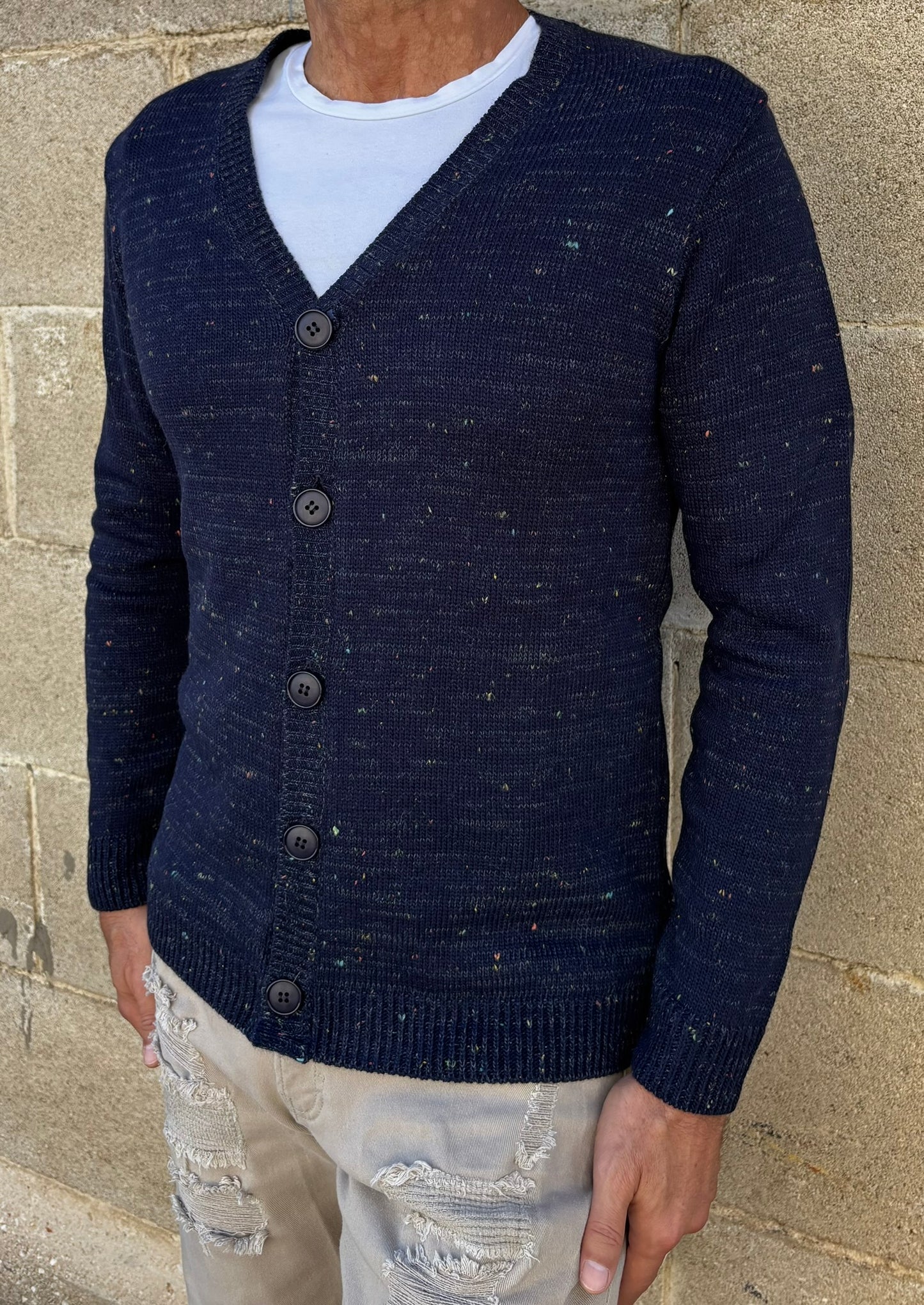 GIACCA UOMO CARDIGAN SARTORIALE LANA CON SCOLLO A V 100% MADE IN ITALY