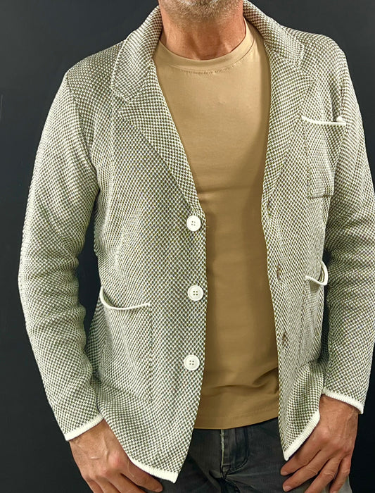 CARDIGAN UOMO COTONE GIACCA LAVORATA A MAGLIA PIQUE' 100% MADE IN ITALY