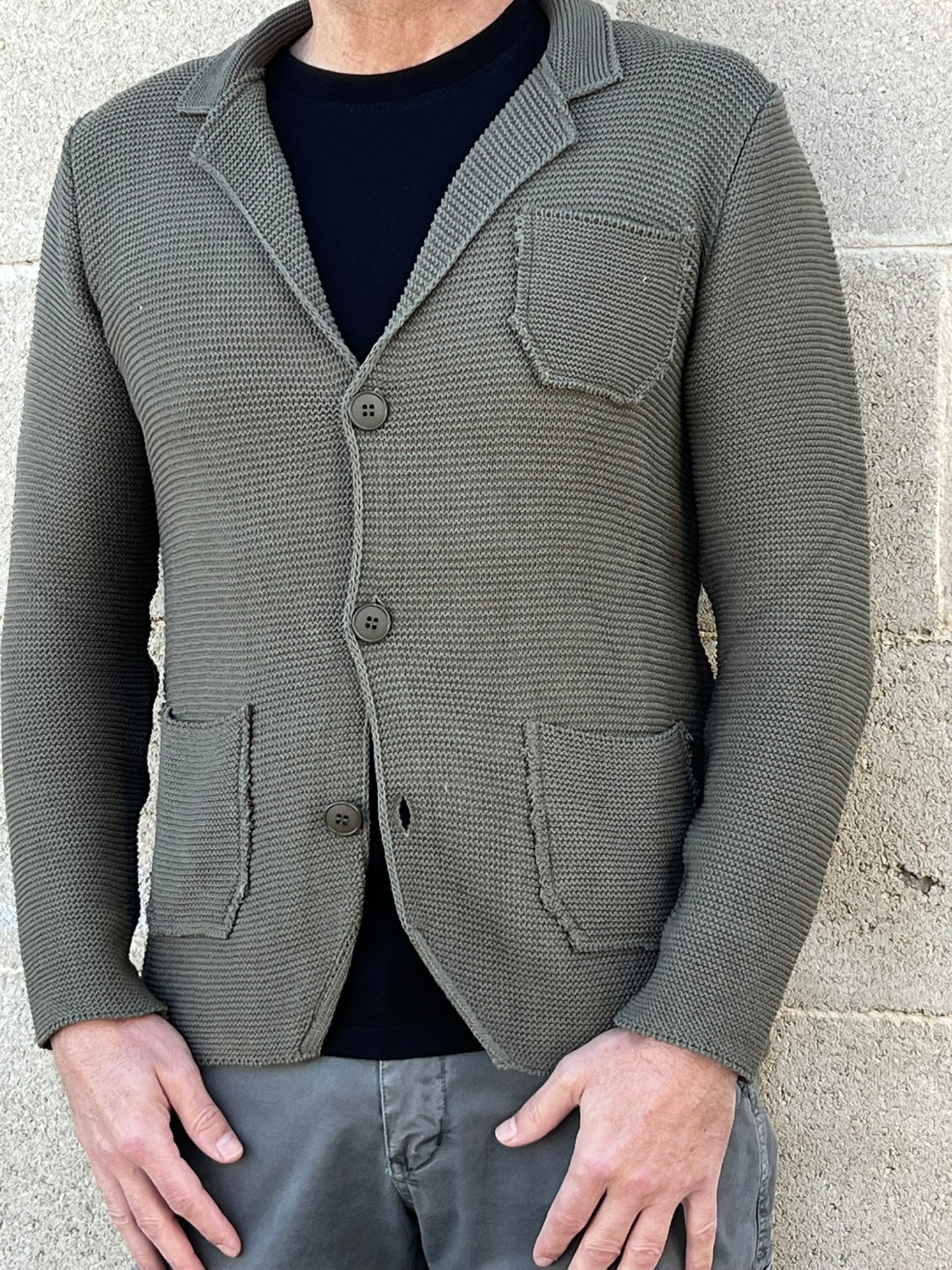 GIACCA UOMO COTONE BLAZER CARDIGAN LAVORATO A MAGLIA SLIM FIT