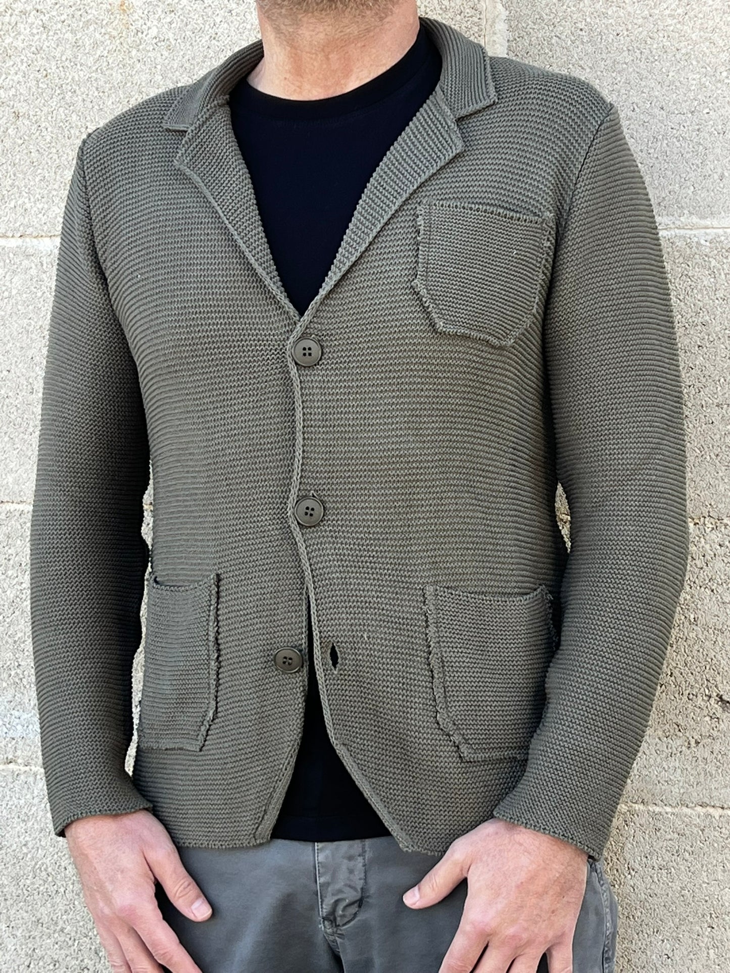 GIACCA UOMO COTONE BLAZER CARDIGAN LAVORATO A MAGLIA SLIM FIT