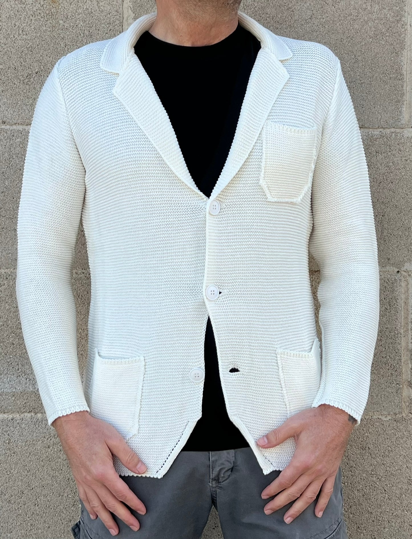 GIACCA UOMO COTONE BLAZER CARDIGAN LAVORATO A MAGLIA SLIM FIT