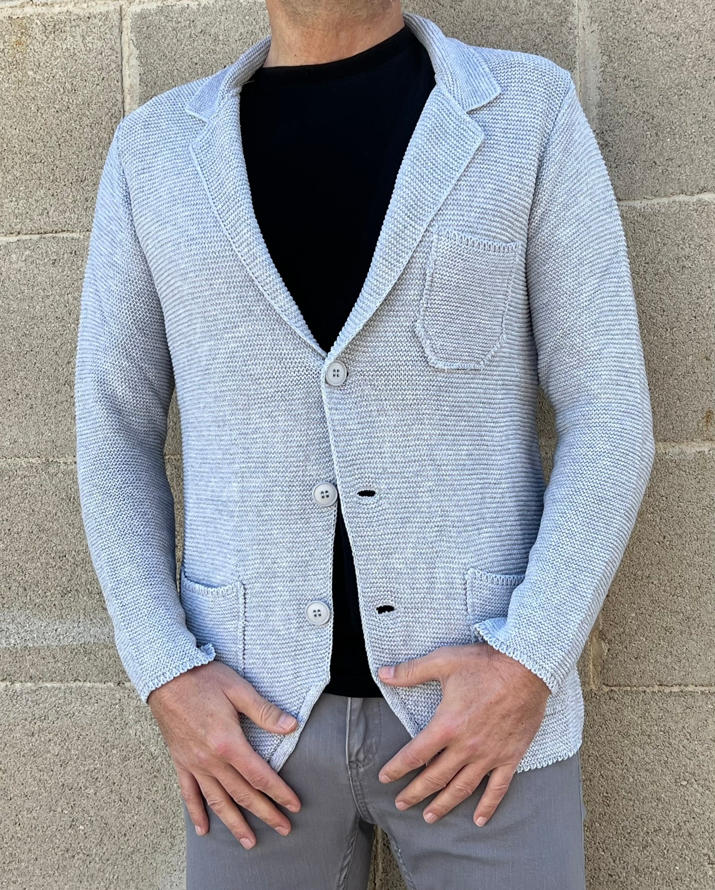 GIACCA UOMO COTONE BLAZER CARDIGAN LAVORATO A MAGLIA SLIM FIT