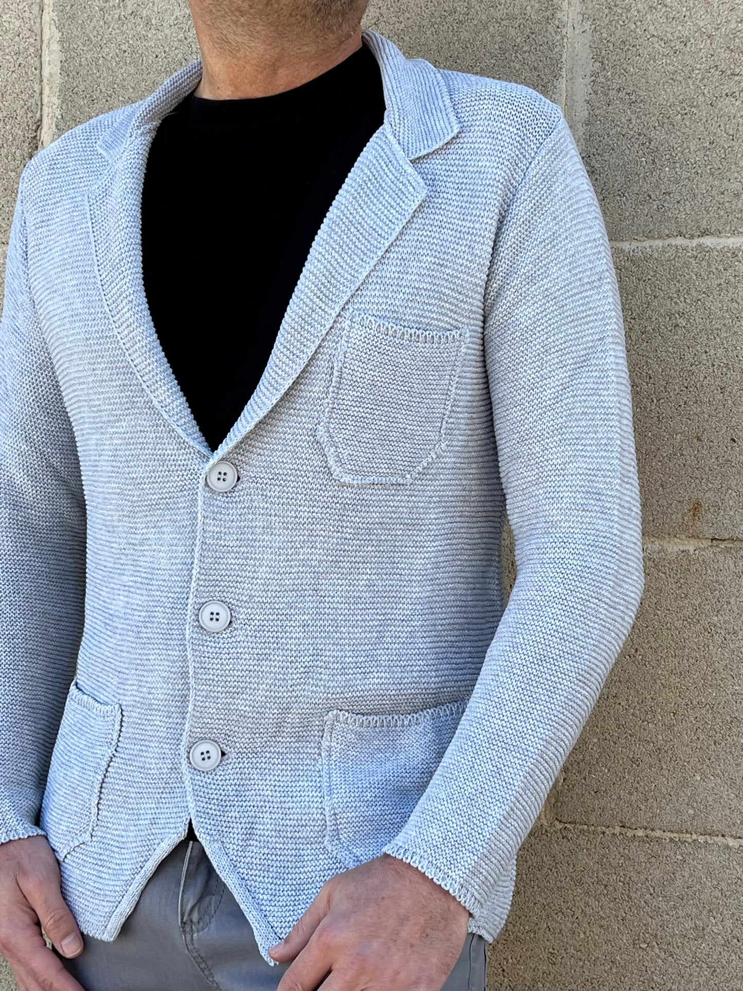 GIACCA UOMO COTONE BLAZER CARDIGAN LAVORATO A MAGLIA SLIM FIT
