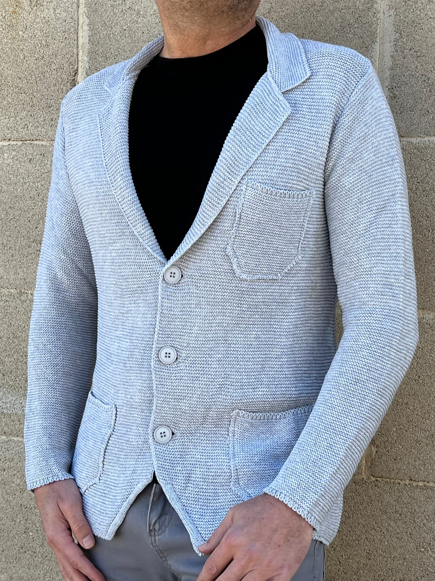 GIACCA UOMO COTONE BLAZER CARDIGAN LAVORATO A MAGLIA SLIM FIT