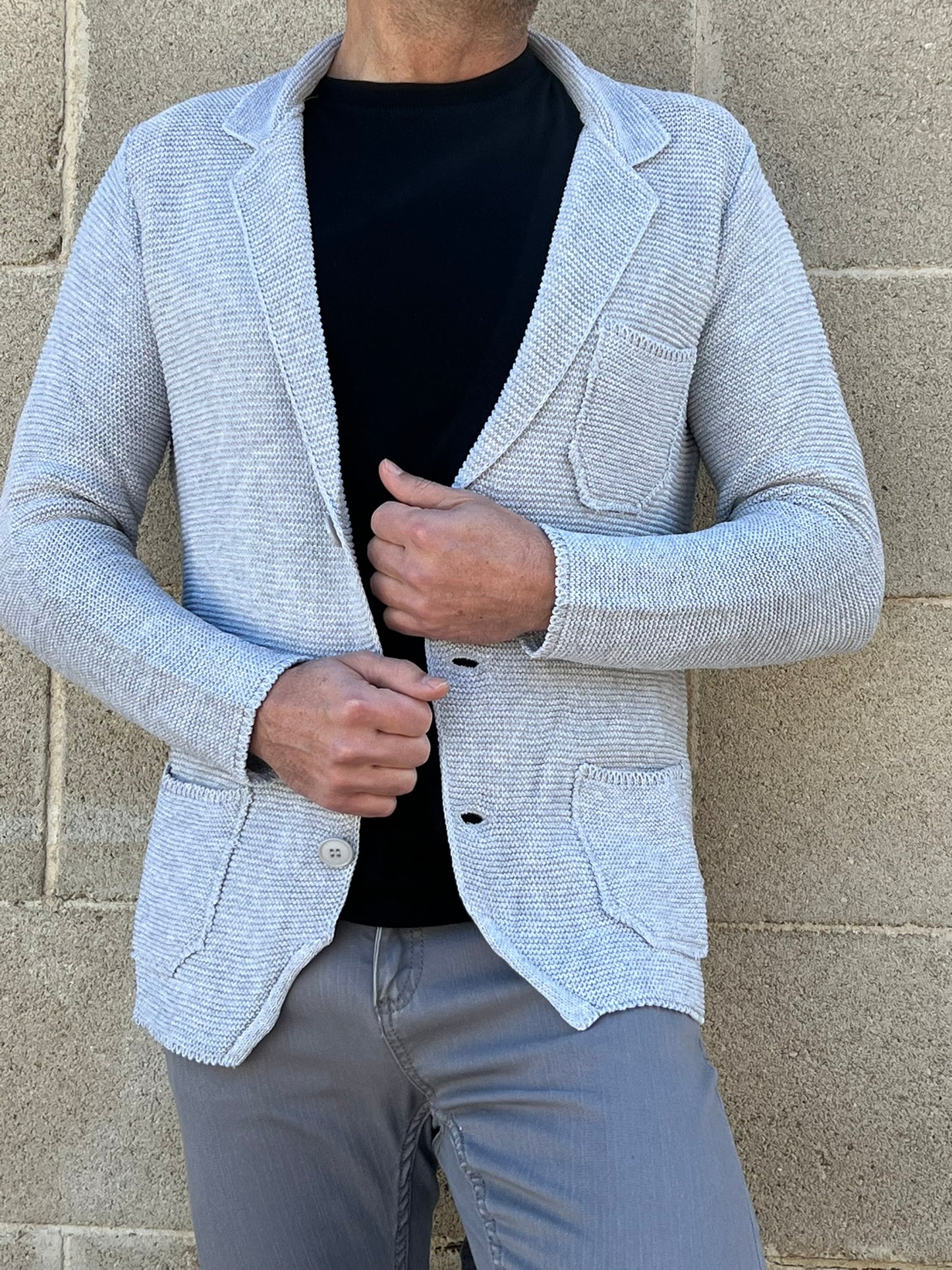 GIACCA UOMO COTONE BLAZER CARDIGAN LAVORATO A MAGLIA SLIM FIT