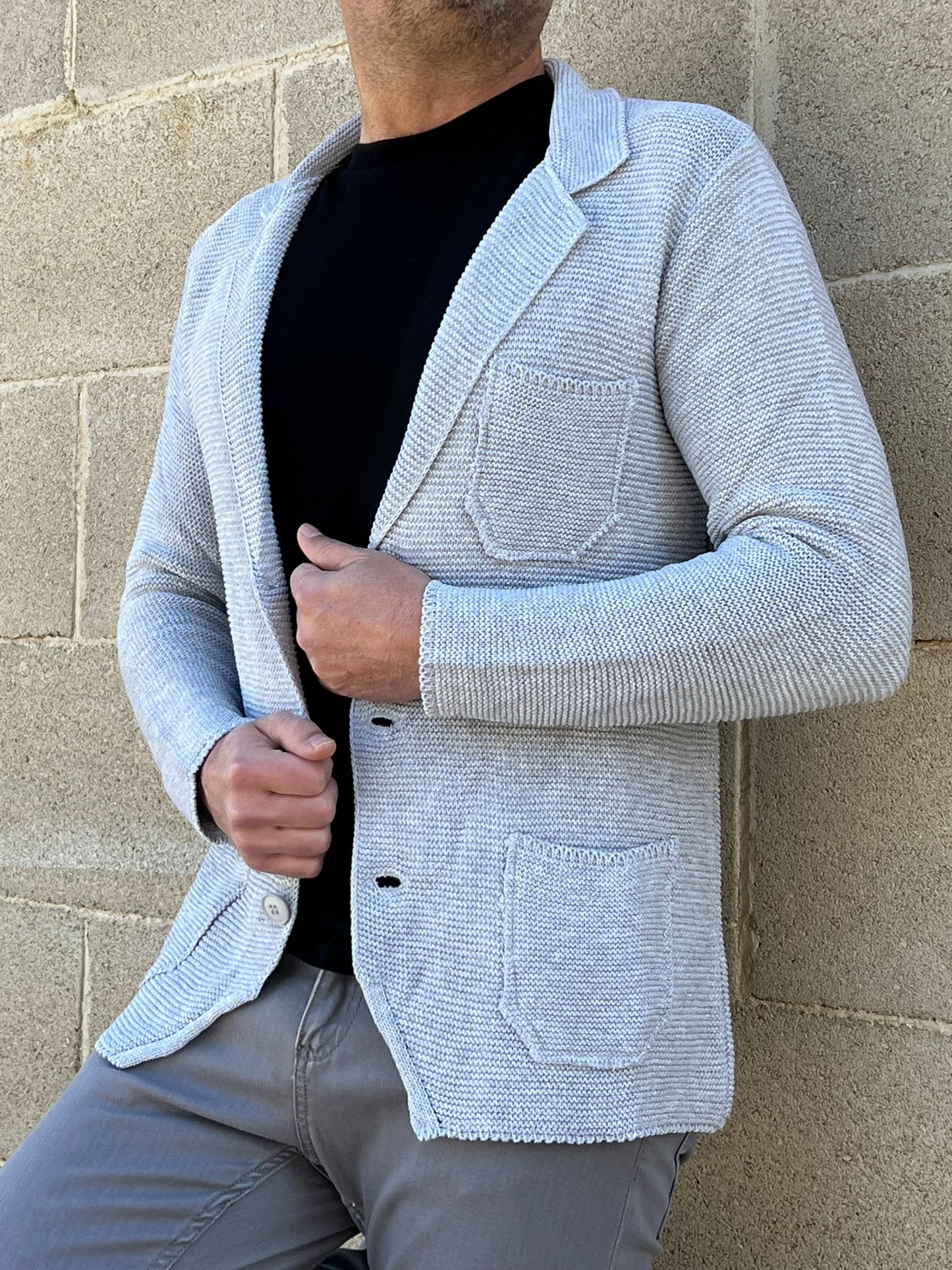 GIACCA UOMO COTONE BLAZER CARDIGAN LAVORATO A MAGLIA SLIM FIT