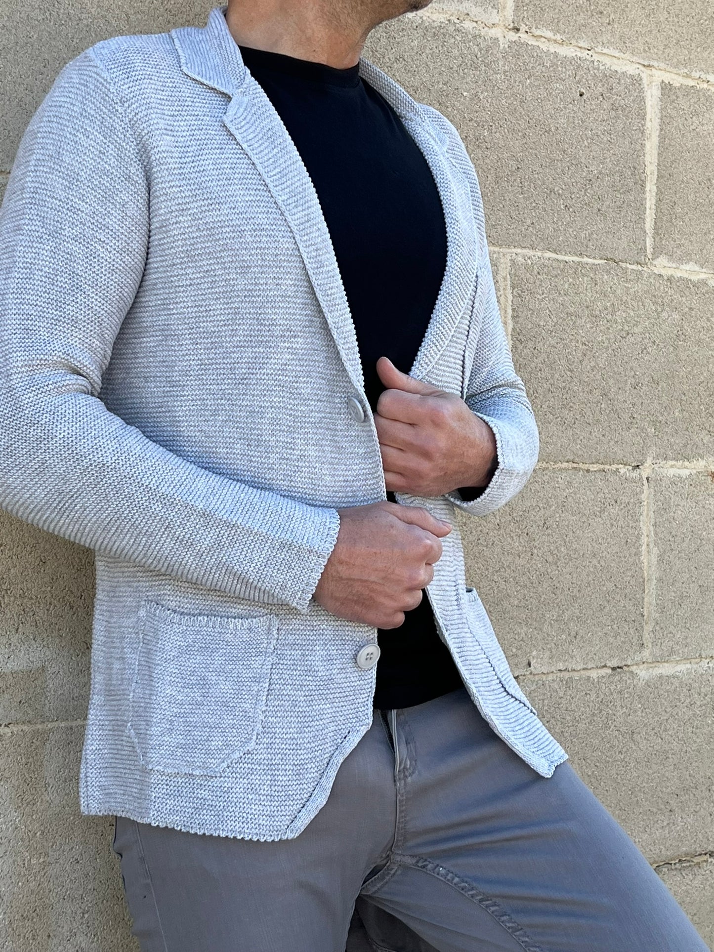 GIACCA UOMO COTONE BLAZER CARDIGAN LAVORATO A MAGLIA SLIM FIT