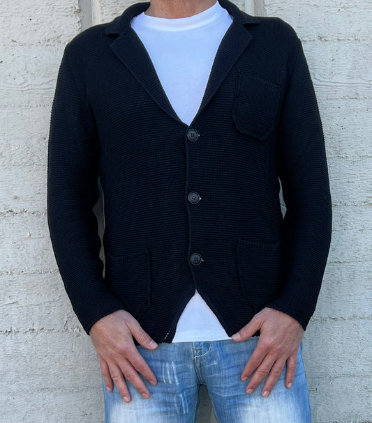 GIACCA UOMO COTONE BLAZER CARDIGAN LAVORATO A MAGLIA SLIM FIT
