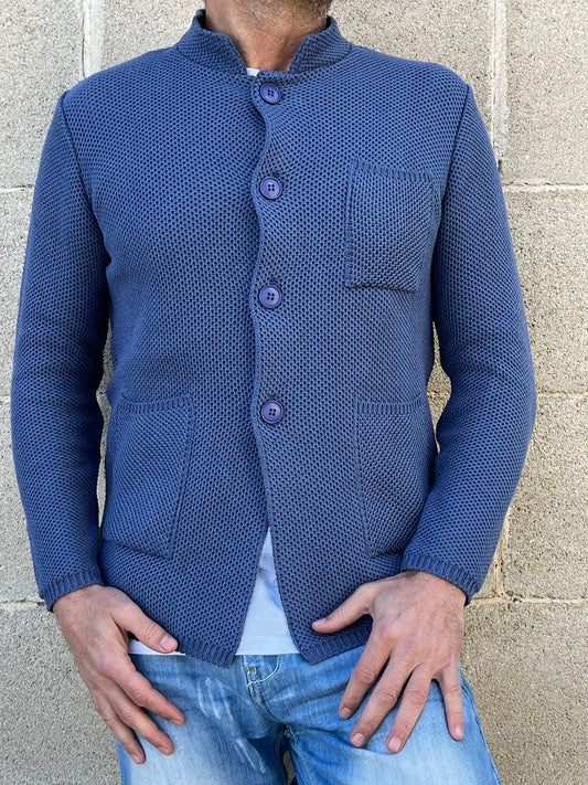 CARDIGAN UOMO COTONE CON COLLETTO COREANO 100% MADE IN ITALY