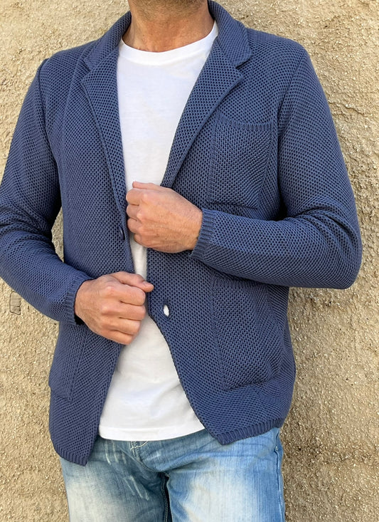 GIACCA UOMO COTONE LAVORAZIONE NIDO D'APE CARDIGAN MAGLIERIA MADE IN ITALY