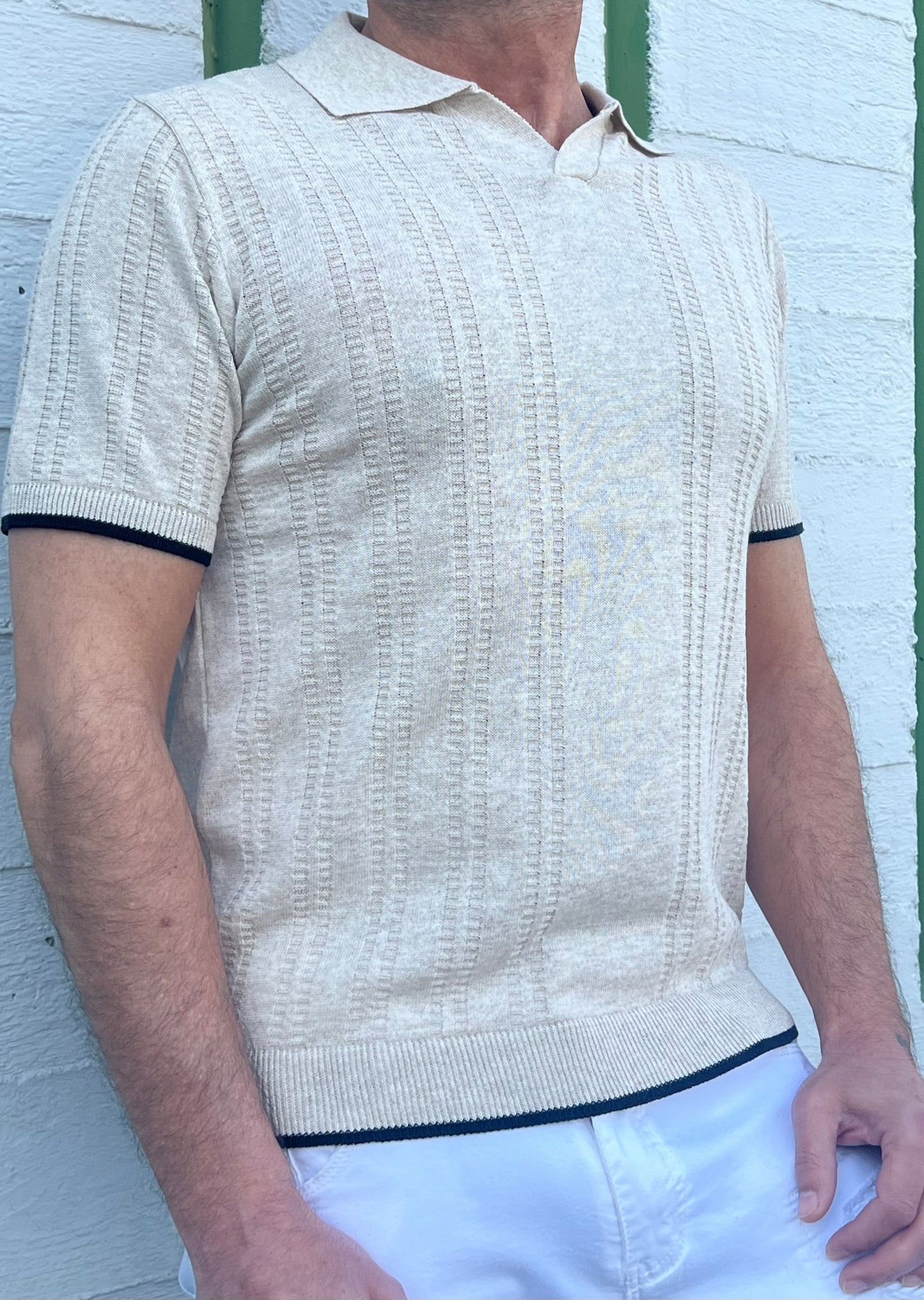 POLO UOMO COTONE CON RIGHINO A CONTRASTO MANICA CORTA MAGLIERIA 100% MADE IN ITALY