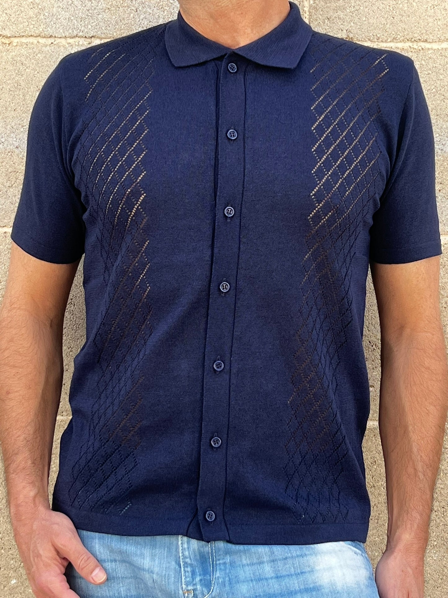 POLO CAMICIA UOMO COTONE CON BOTTONI MANICA CORTA MAGLIERIA 100% MADE IN ITALY