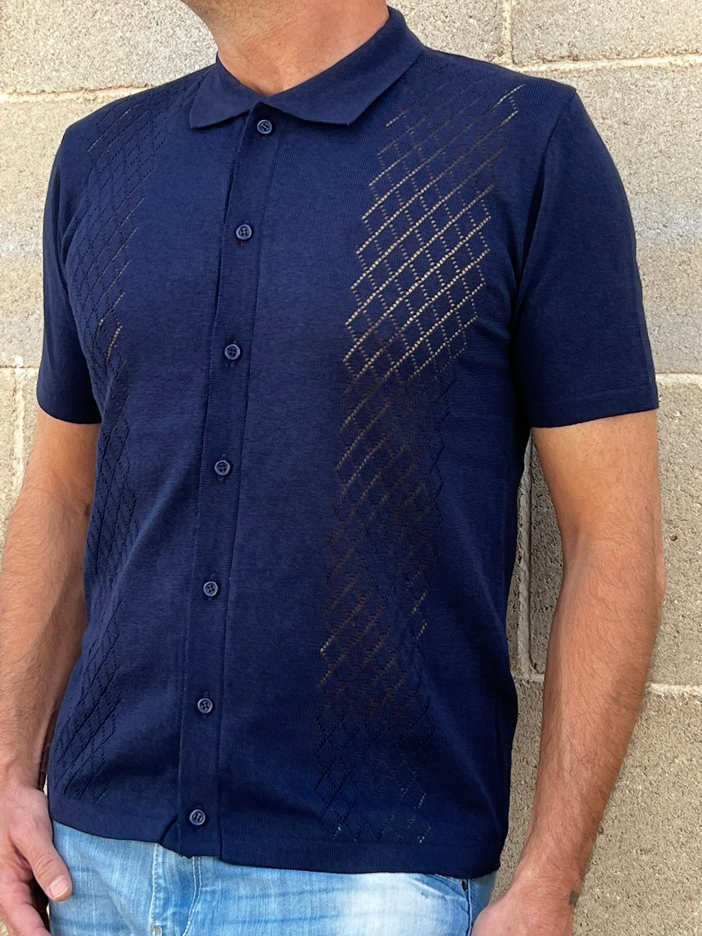 POLO CAMICIA UOMO COTONE CON BOTTONI MANICA CORTA MAGLIERIA 100% MADE IN ITALY