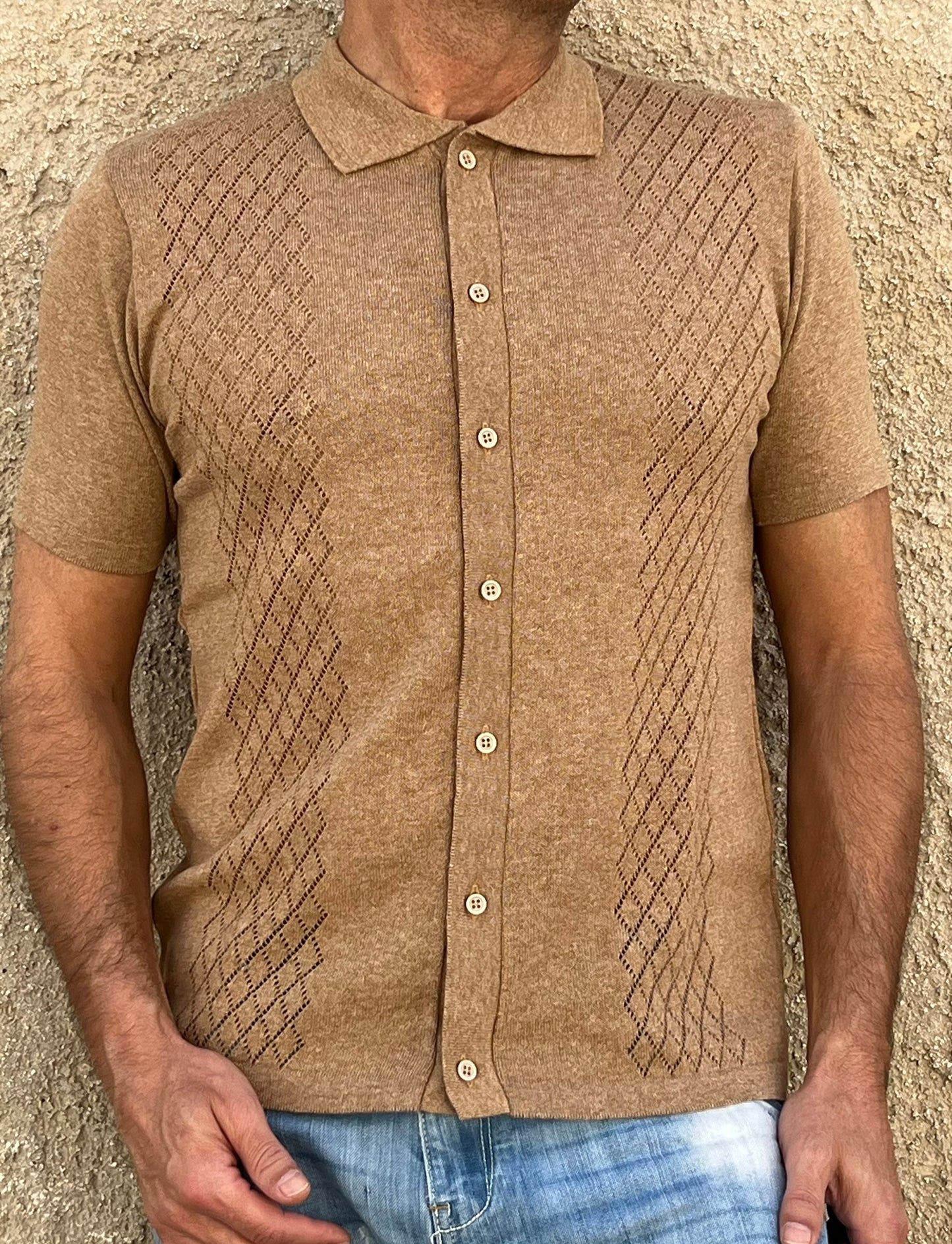 POLO CAMICIA UOMO COTONE CON BOTTONI MANICA CORTA MAGLIERIA 100% MADE IN ITALY