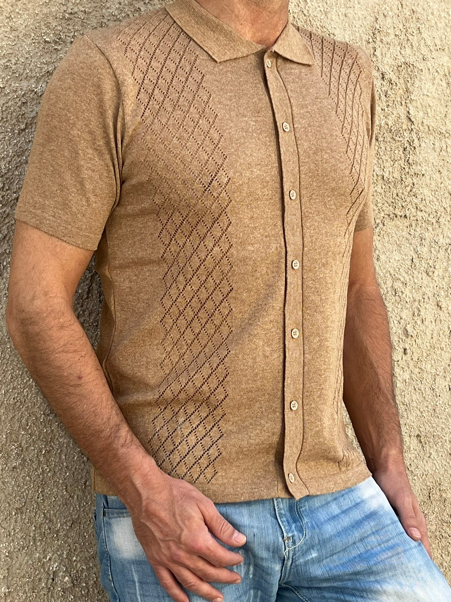 POLO CAMICIA UOMO COTONE CON BOTTONI MANICA CORTA MAGLIERIA 100% MADE IN ITALY