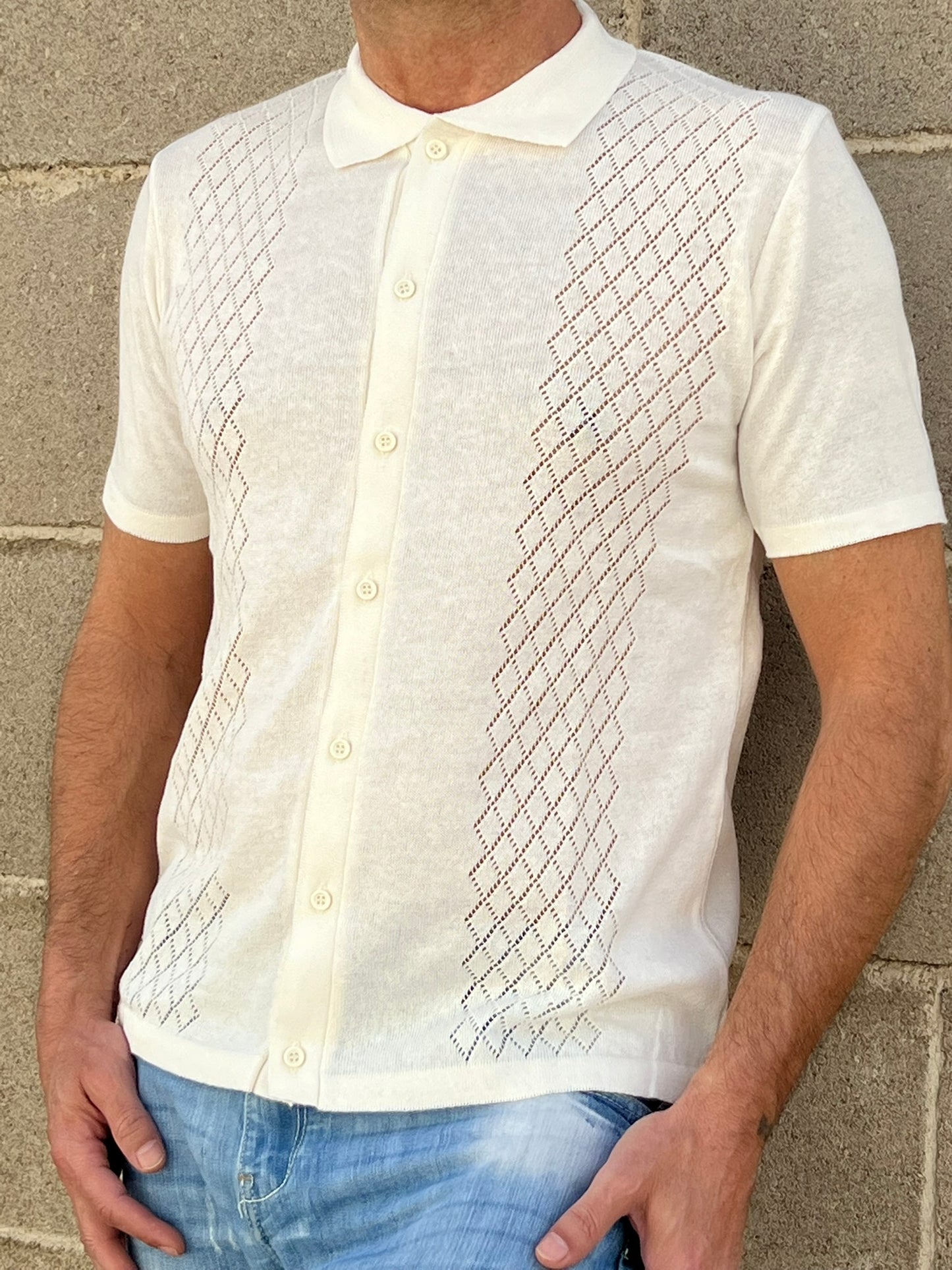 POLO CAMICIA UOMO COTONE CON BOTTONI MANICA CORTA MAGLIERIA 100% MADE IN ITALY