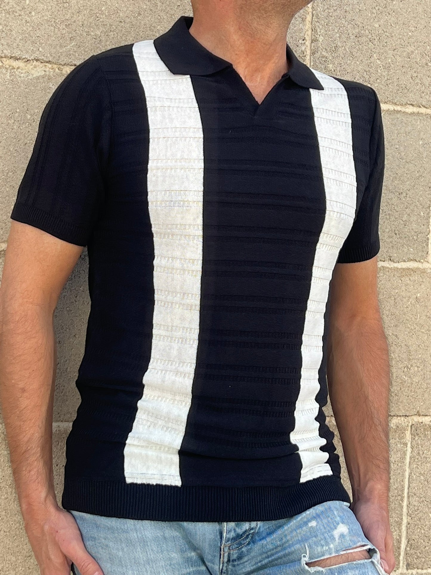 POLO RIGATA UOMO COTONE MANICA CORTA MAGLIERIA 100% PRODOTTA IN ITALIA