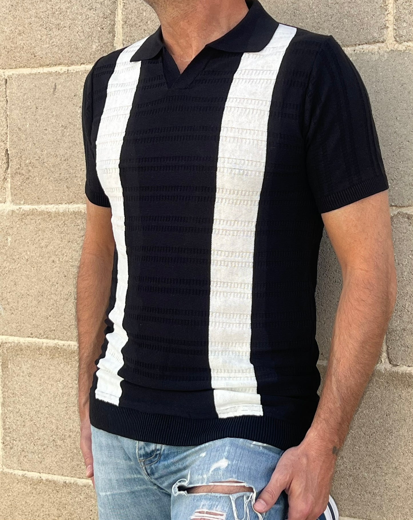 POLO RIGATA UOMO COTONE MANICA CORTA MAGLIERIA 100% PRODOTTA IN ITALIA