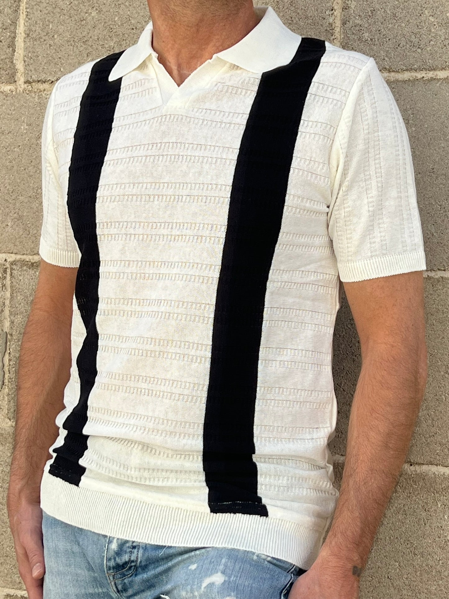 POLO RIGATA UOMO COTONE MANICA CORTA MAGLIERIA 100% PRODOTTA IN ITALIA