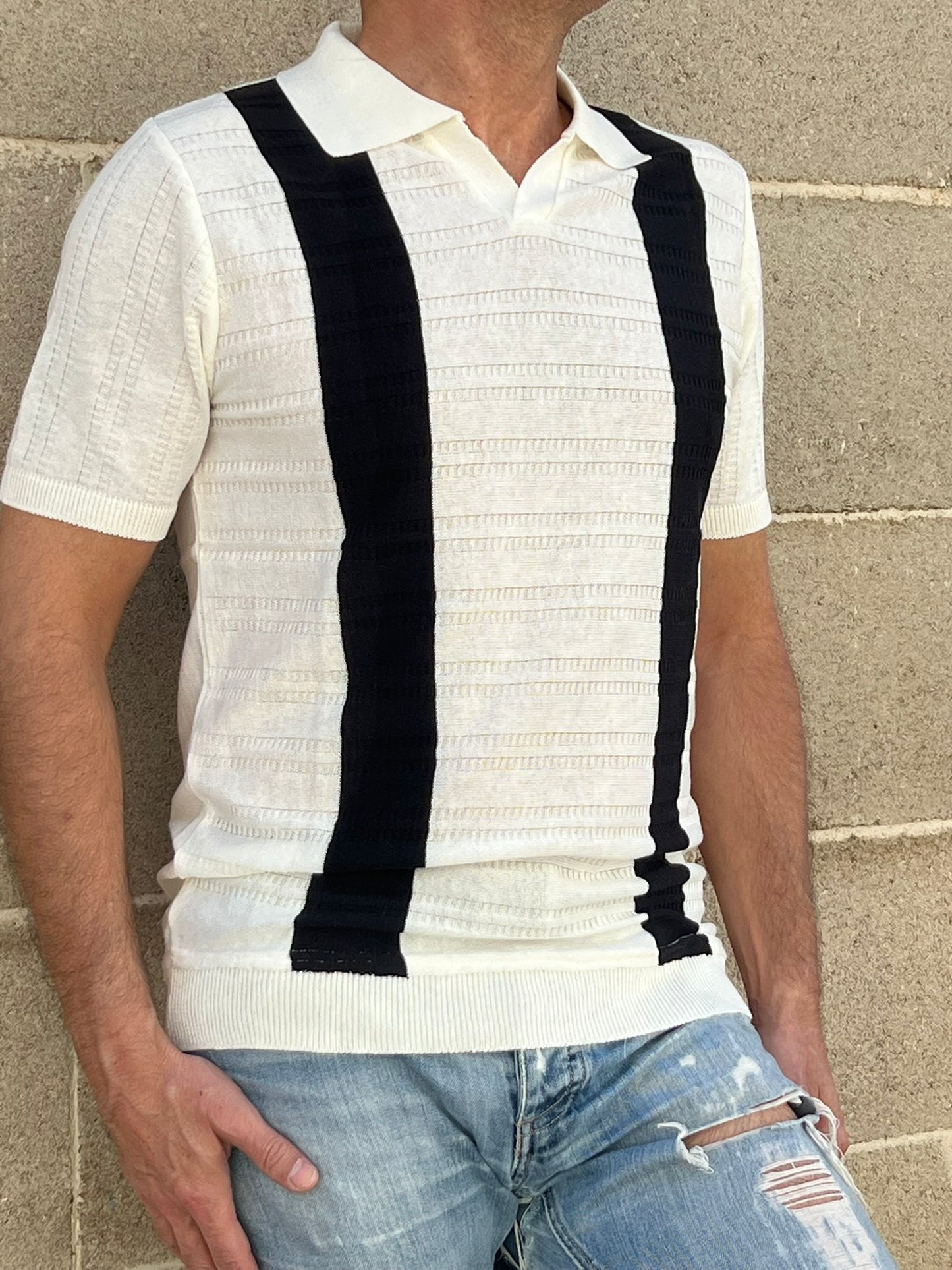POLO RIGATA UOMO COTONE MANICA CORTA MAGLIERIA 100% PRODOTTA IN ITALIA