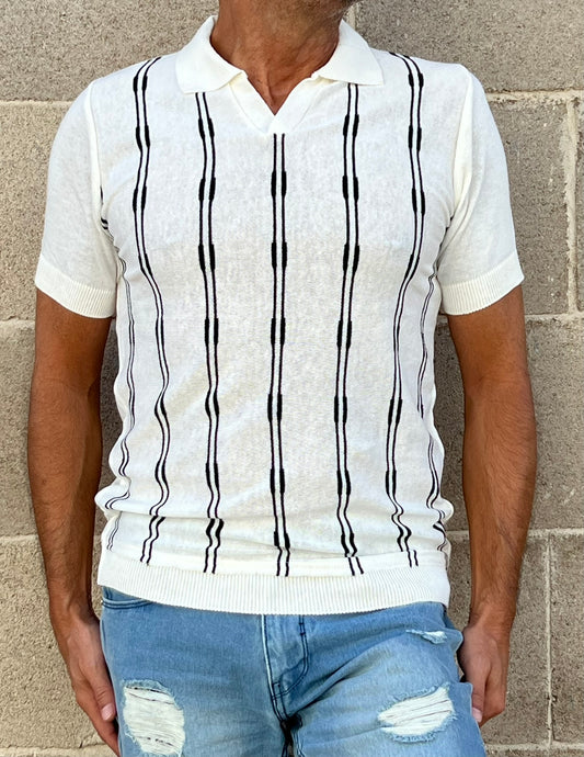 POLO UOMO COTONE MANICA CORTA MAGLIA RIGATA MAGLIERIA PRODOTTA IN ITALIA