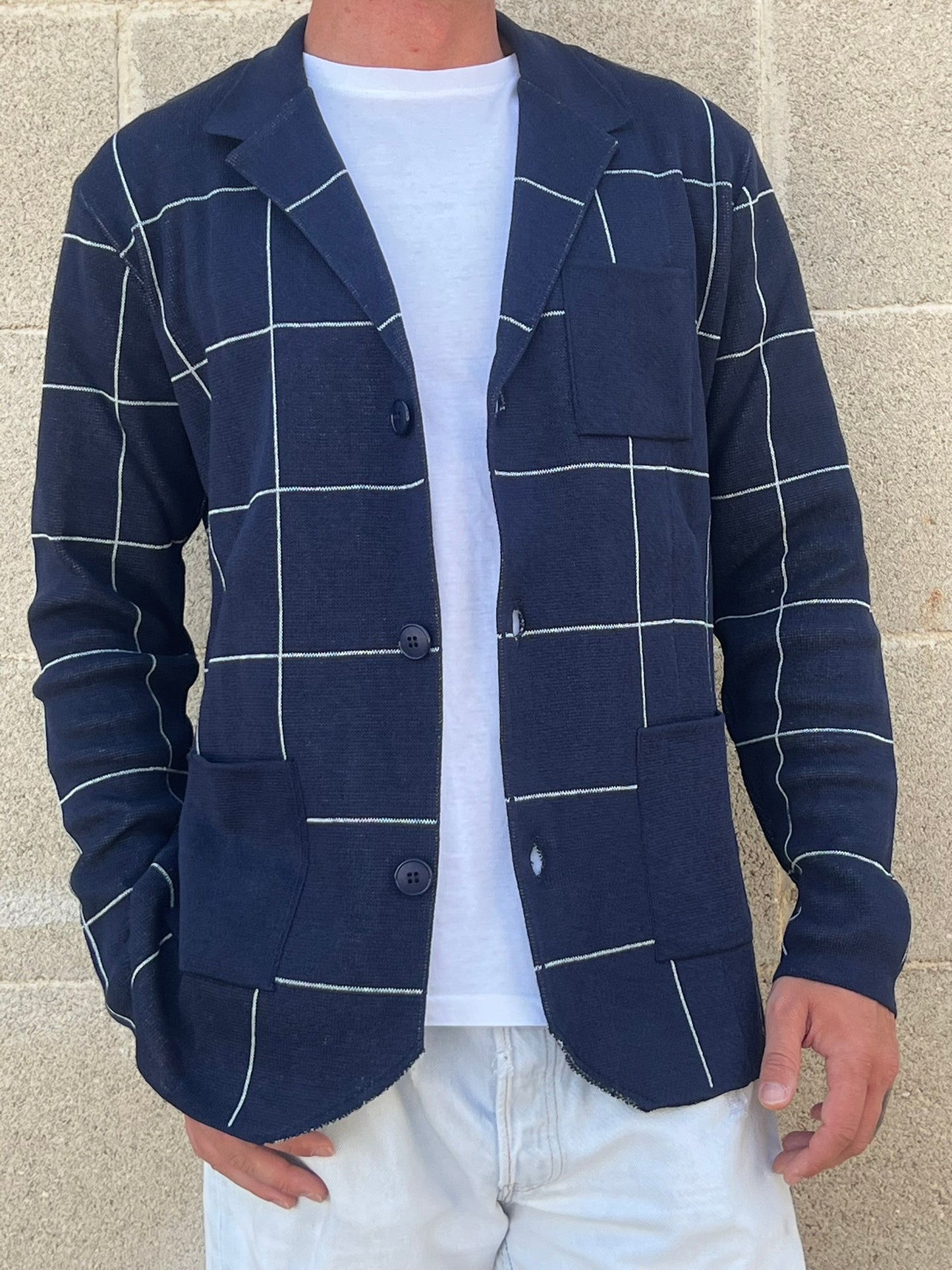 CARDIGAN UOMO 100% COTONE MADE IN ITALY GIACCA JACQUARD SCIALLATA REGULAR
