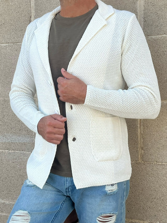 GIACCA CARDIGAN BLAZER SLIM UOMO COTONE LINKS MAGLIERIA 100% MADE IN ITALY