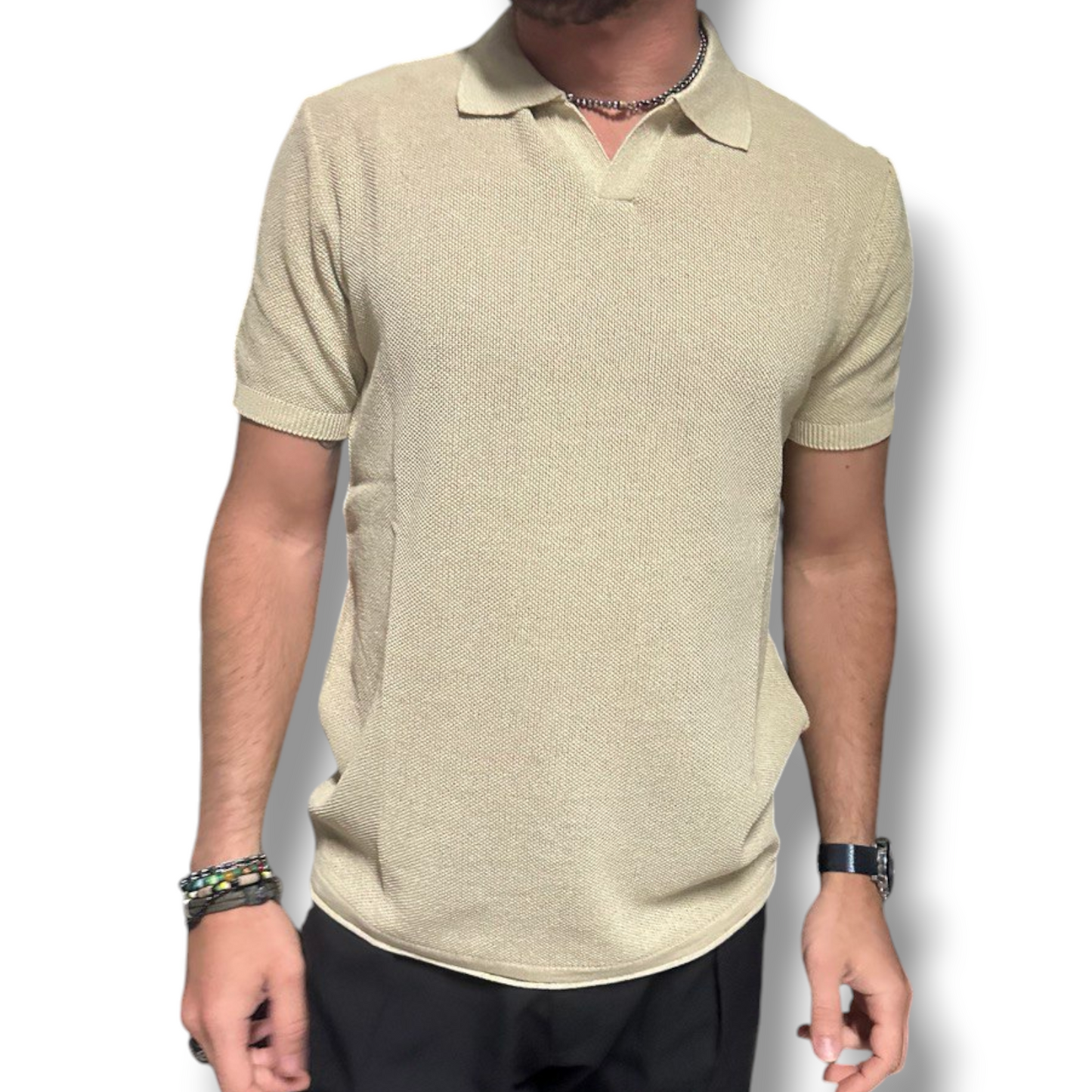 POLO UOMO COTONE T-SHIRT MANICA CORTA LAVORAZIONE LINKS 100% MADE IN ITALY - Pasqualejimmy
