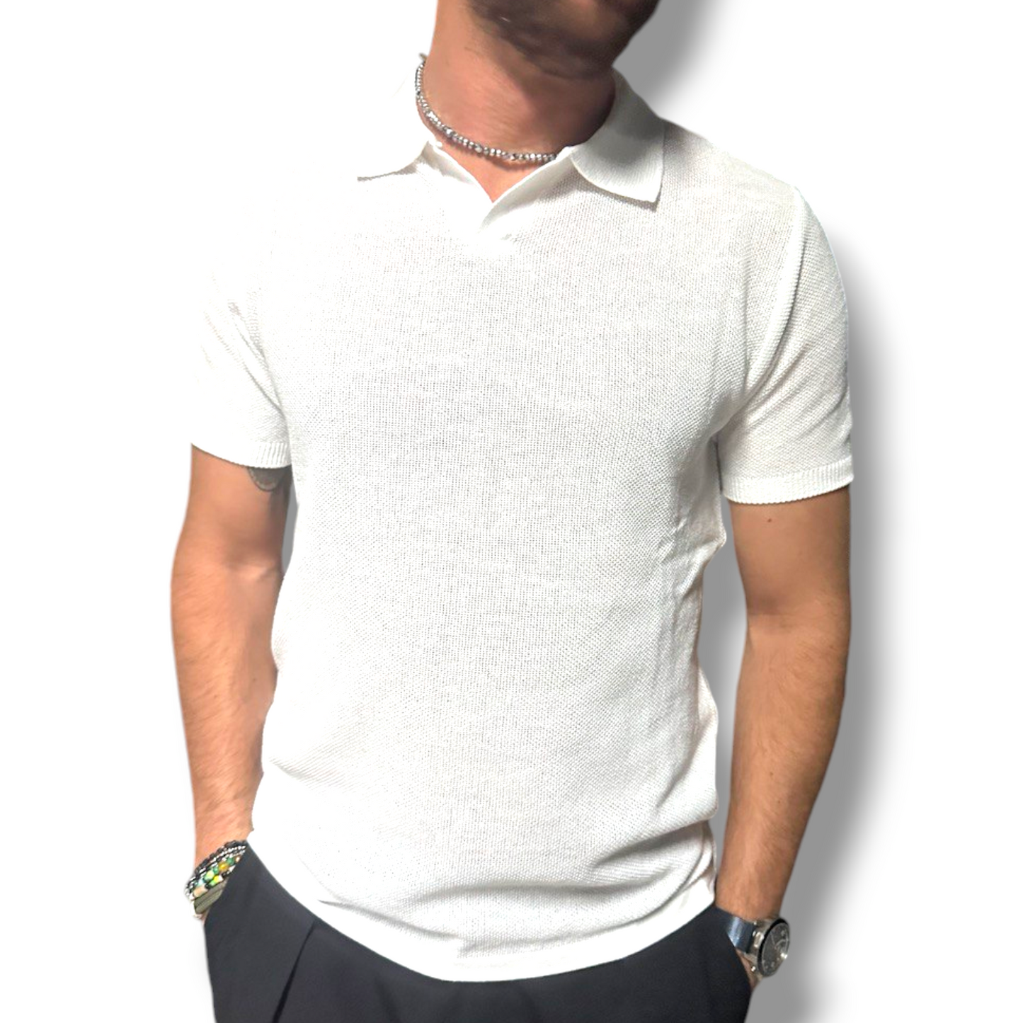 POLO UOMO COTONE T-SHIRT MANICA CORTA LAVORAZIONE LINKS 100% MADE IN ITALY - Pasqualejimmy