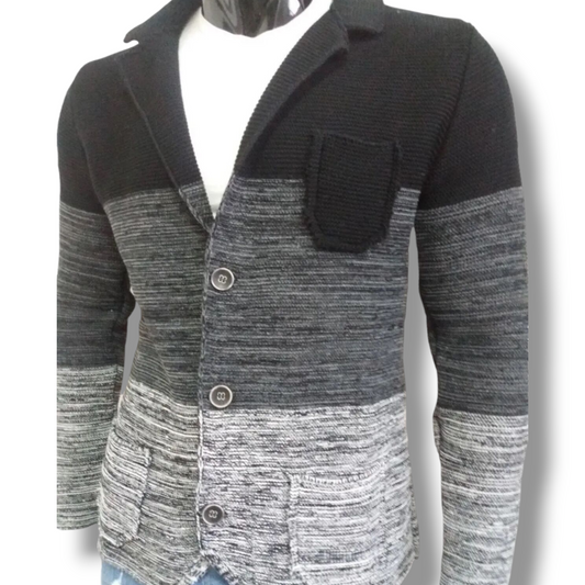 CARDIGAN UOMO MISTO LANA LAVORATO A MAGLIA SLIM 100% MADE IN ITALY - Pasqualejimmy