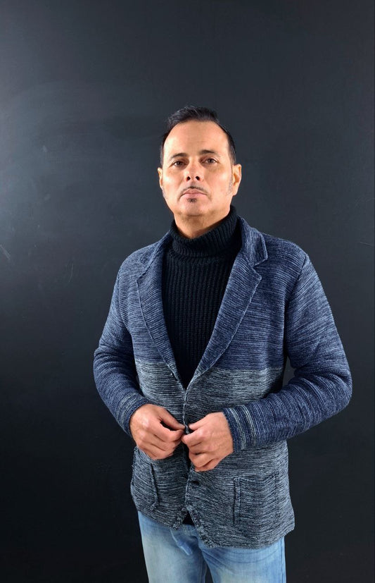 GIACCA UOMO MAGLIERIA CARDIGAN MISTO LANA GIUBBINO SLIM FIT MADE IN ITALY