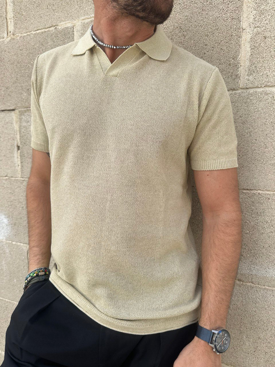 POLO UOMO COTONE T-SHIRT MANICA CORTA LAVORAZIONE LINKS 100% MADE IN ITALY - Pasqualejimmy
