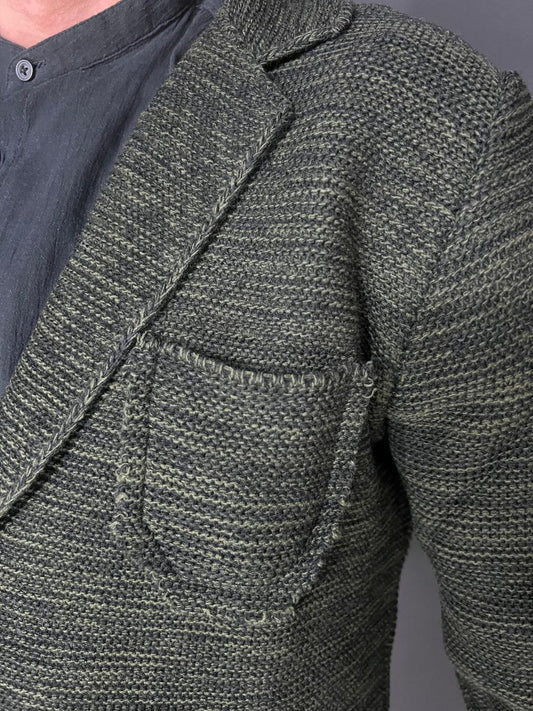 CARDIGAN UOMO LAVORATO A MAGLIA GIACCA MISTO LANA SLIM FIT MADE IN ITALY