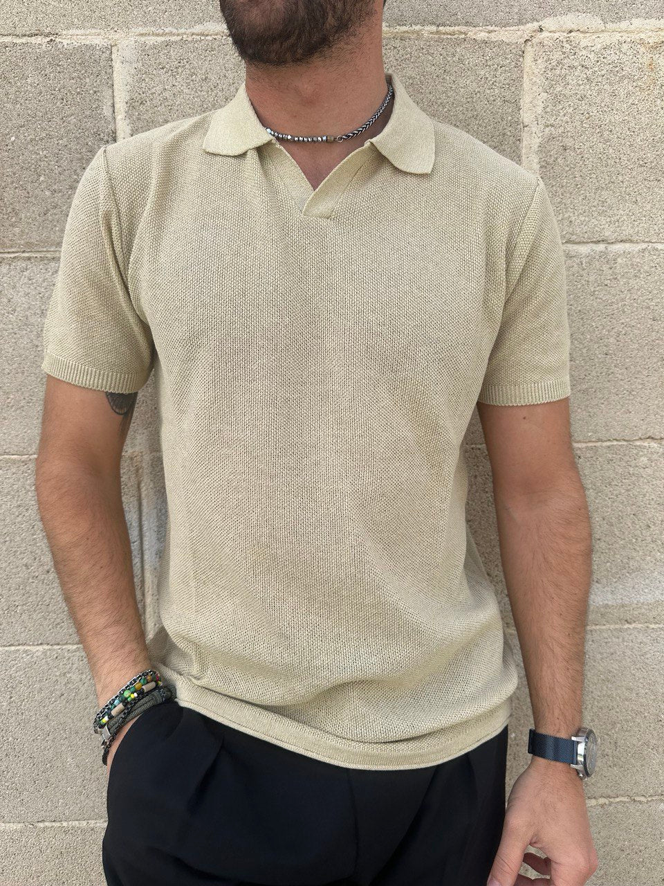 POLO UOMO COTONE T-SHIRT MANICA CORTA LAVORAZIONE LINKS 100% MADE IN ITALY - Pasqualejimmy