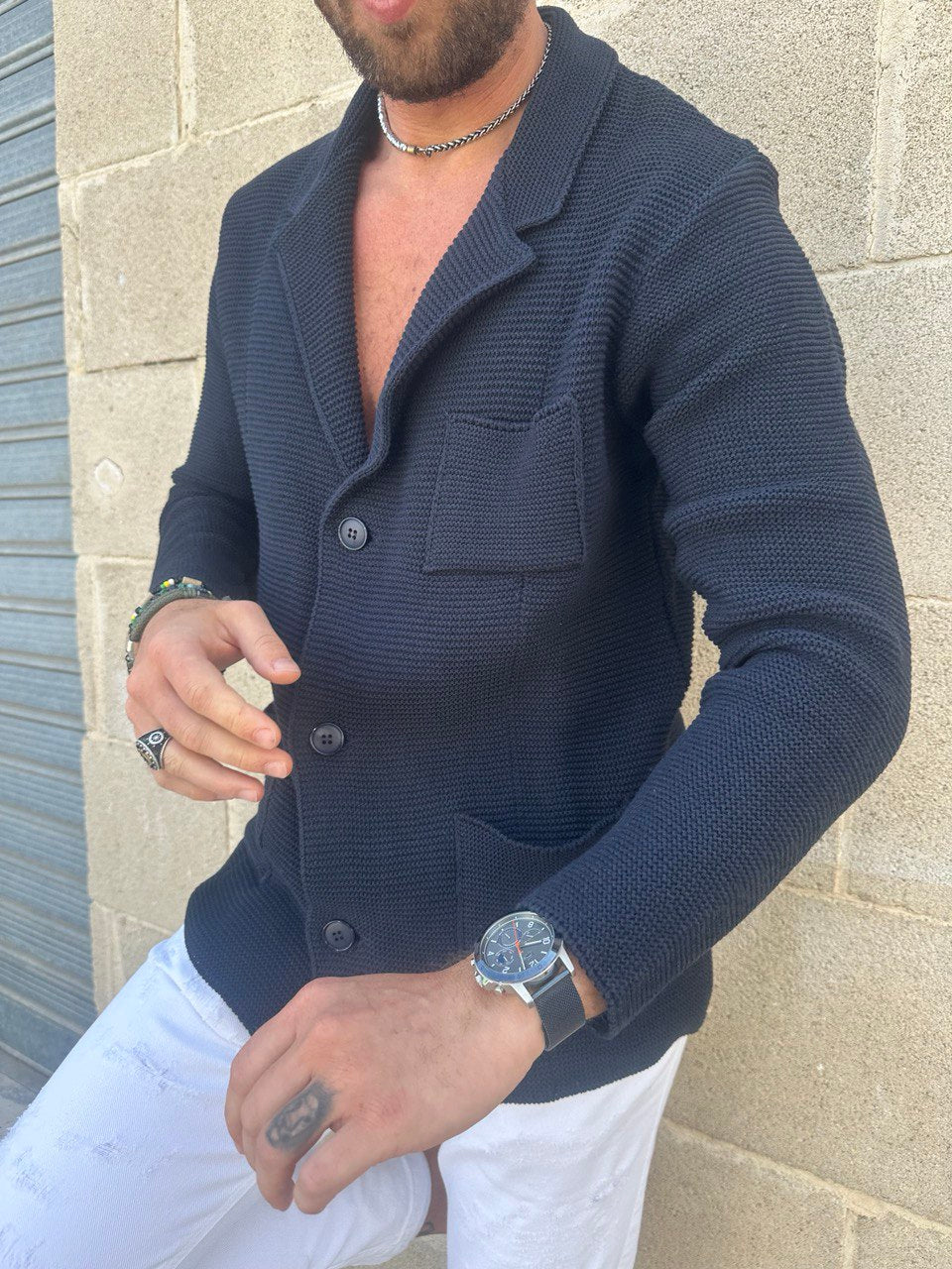 CARDIGAN UOMO COTONE DOPPIO PETTO SARTORIALE 100% MADE IN ITALY - Pasqualejimmy