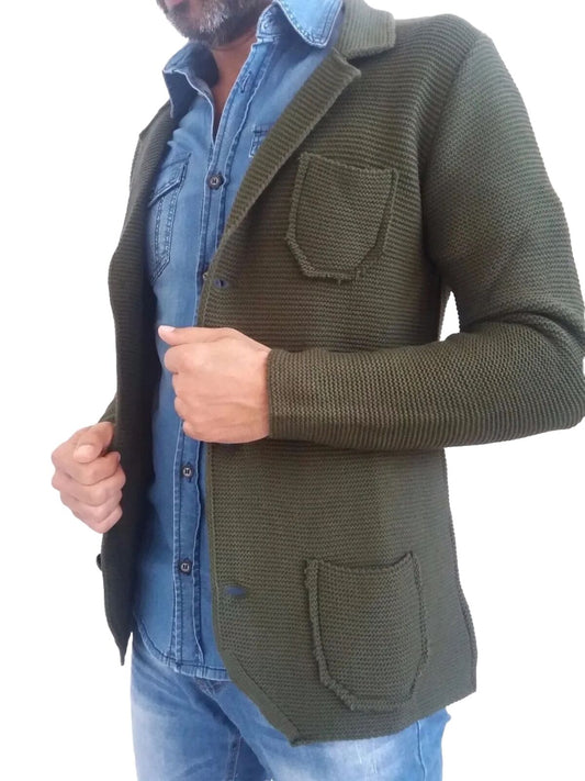CARDIGAN UOMO MISTO LANA SLIM 100% MADE IN ITALY - Pasqualejimmy