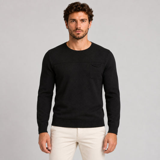 MAGLIA UOMO  COTONE MAGLIERIA MANICA LUNGA CON TASCHINO T-SHIRT MADE IN ITALY