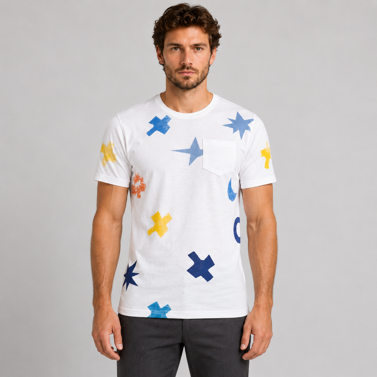 HERREN-T-SHIRT KURZARM-SHIRT 100 % BAUMWOLLE MADE IN ITALY