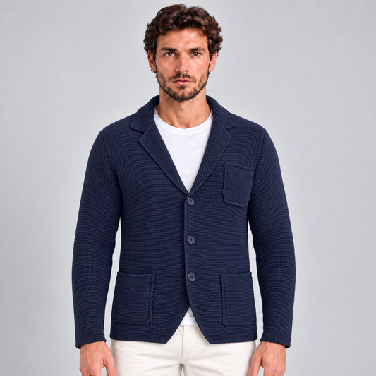 GIACCA UOMO COTONE BLAZER CARDIGAN LAVORATO A MAGLIA SLIM FIT