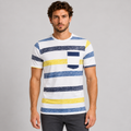 MEN'S T-SHIRT SHORT SLEEVE STRIPED PRINT 100% COTTON MADE IN ITALY