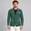 MEN'S 100% COTTON HONEYCOMB KNIT DOUBLE-BREASTED SARTORIAL CARDIGAN 100% MADE IN ITALY