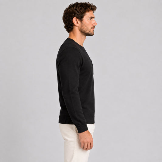 MAGLIA UOMO  COTONE MAGLIERIA MANICA LUNGA CON TASCHINO T-SHIRT MADE IN ITALY